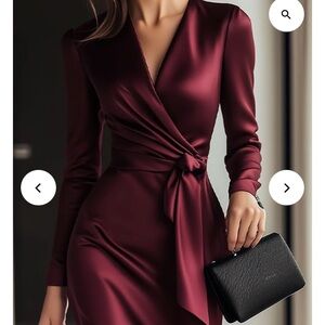 Elegant Burgundy Wrap Dress NWT